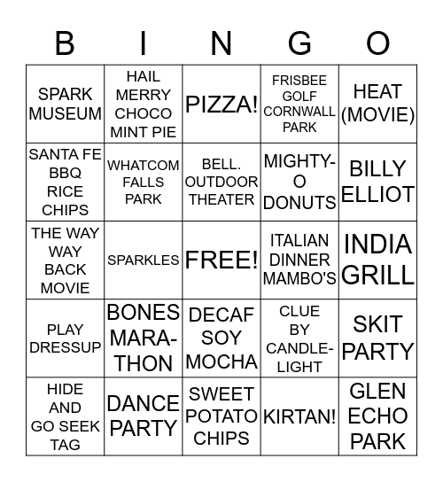 SISTER NIRMALA'S BIRTHDAY BINGO! Bingo Card