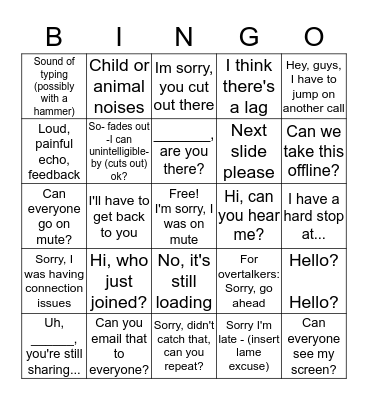 Conference Card Bingo Card