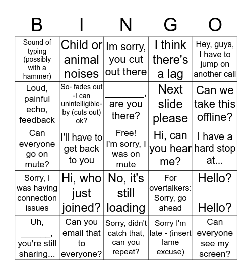 Conference Card Bingo Card