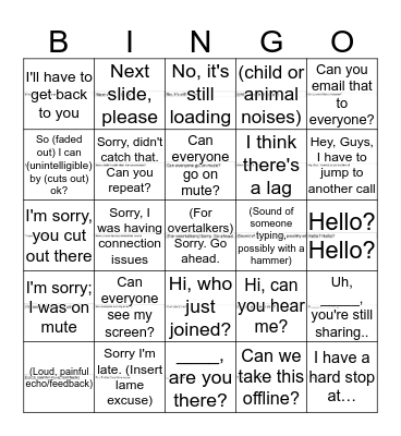 Conference Call Bingo Card