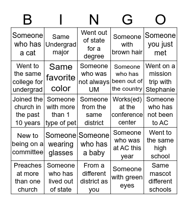 Getting to Know Each Other  Bingo Card