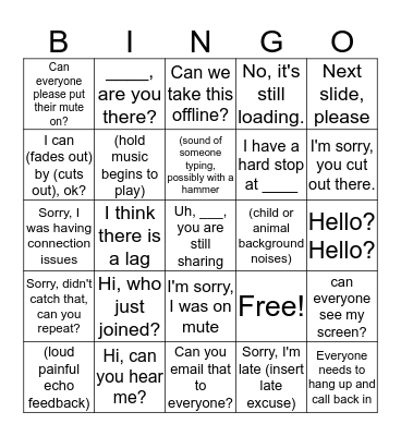 Conference Card Bingo Card