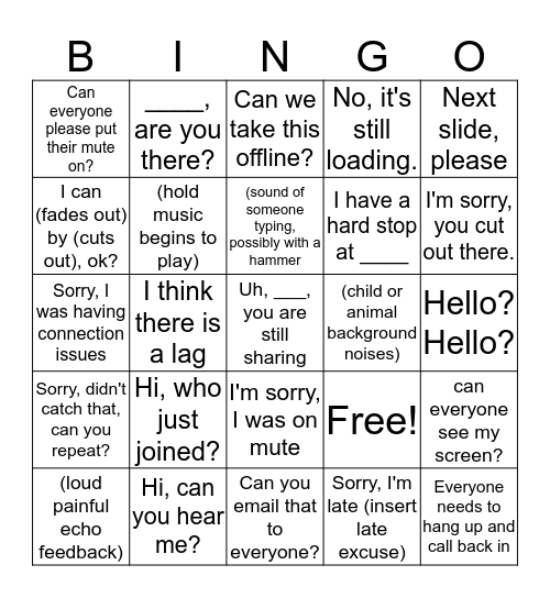 Conference Card Bingo Card