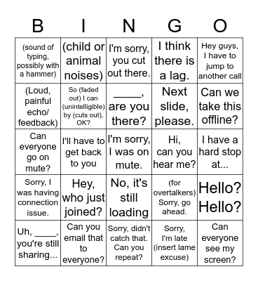 CONFERENCE CALL BINGO Card