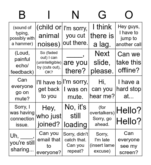 CONFERENCE CALL BINGO Card