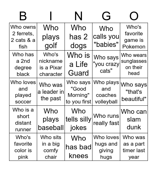 Leader Bingo Card