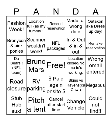 Black & White Panda Party Bingo Card