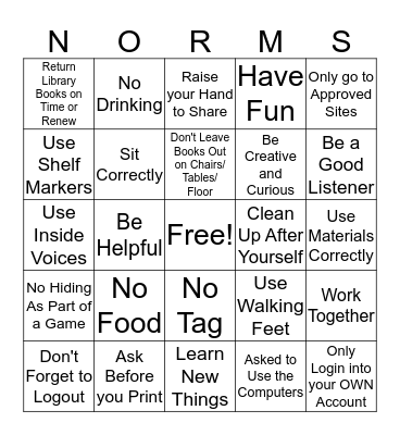 Library Bingo  Bingo Card
