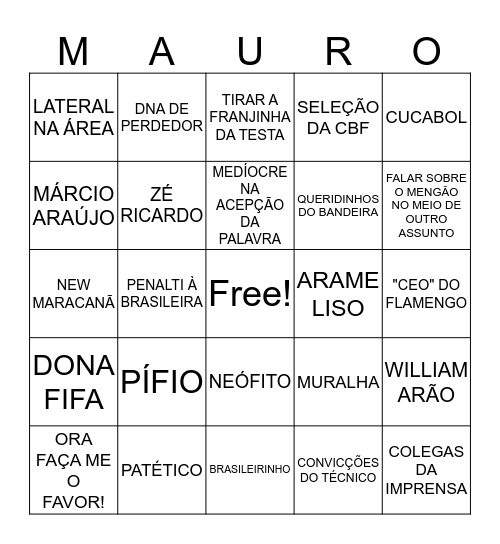 BINGO DO MAURÃO Bingo Card