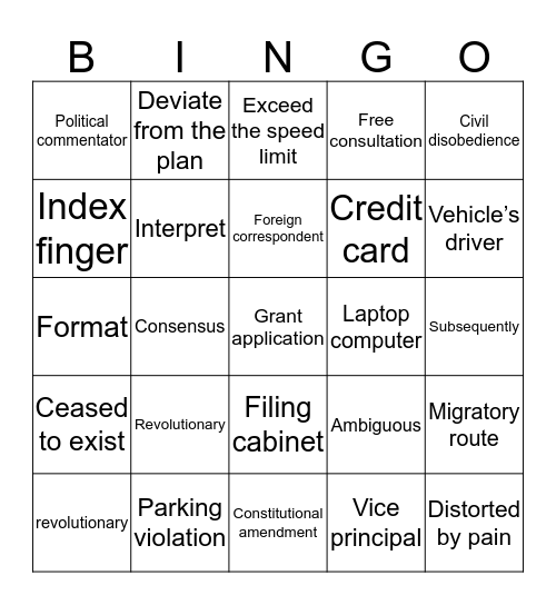 Chapter 21 and 22 Review  Bingo Card