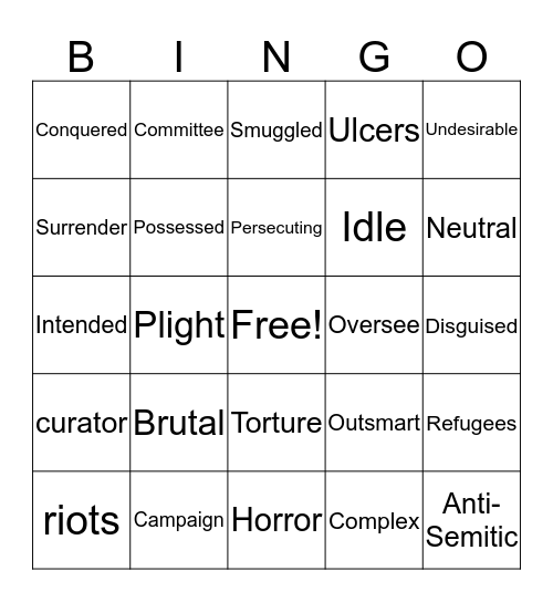 August Bingo Card