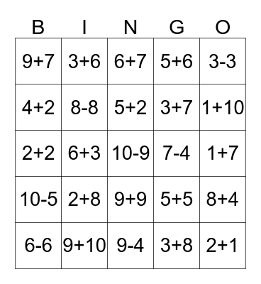Math Bingo! Bingo Card