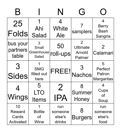 Server BINGO Card