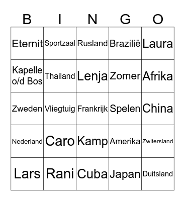 Fit&Fun Bingo Card