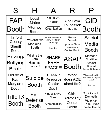 Are You SHARP? Bingo Card