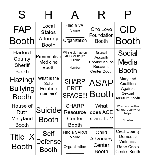 Are You SHARP? Bingo Card