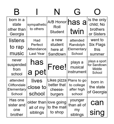 Bingo Scavenger Hunt Bingo Card