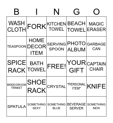 BRIDE AND GROOM Bingo Card