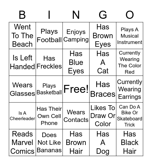 GET TO KNOW YOU BINGO Card