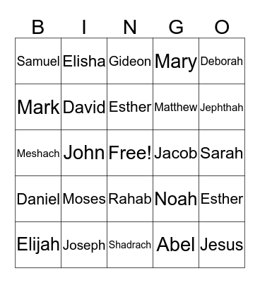 People of the Bible Bingo Card