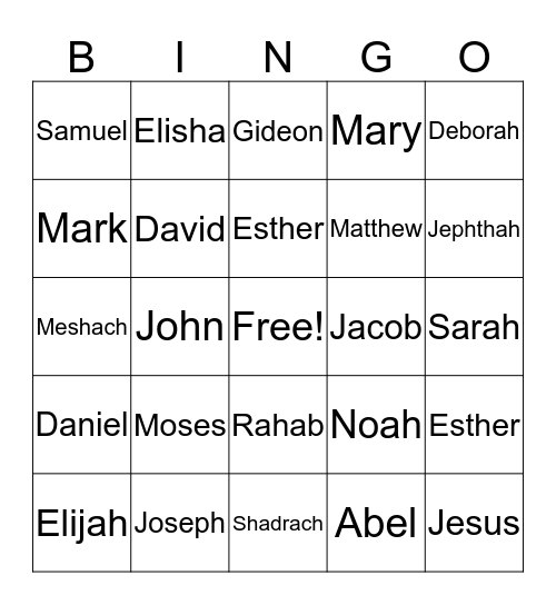 People of the Bible Bingo Card