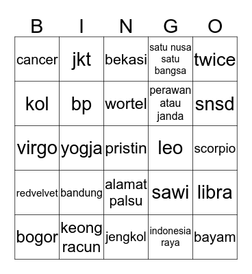 Untitled Bingo Card