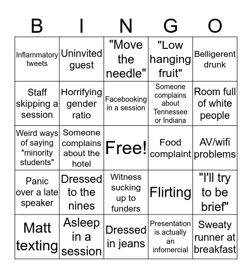 Conference Bingo Card