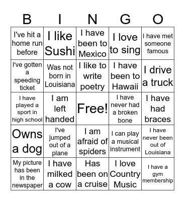 Bingo Friends Bingo Card