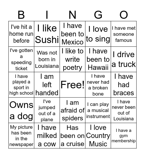 Bingo Friends Bingo Card