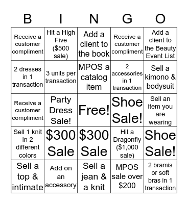 Free People August Contest Bingo Card