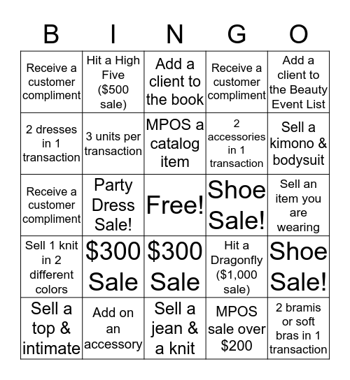 Free People August Contest Bingo Card