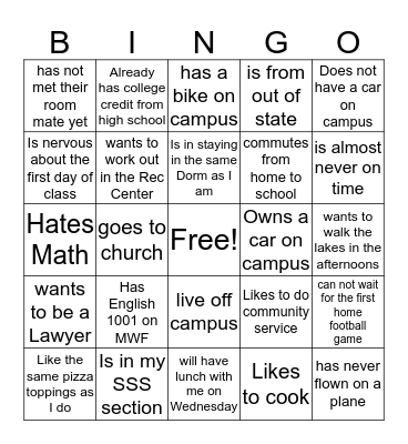 SSS Bingo Card