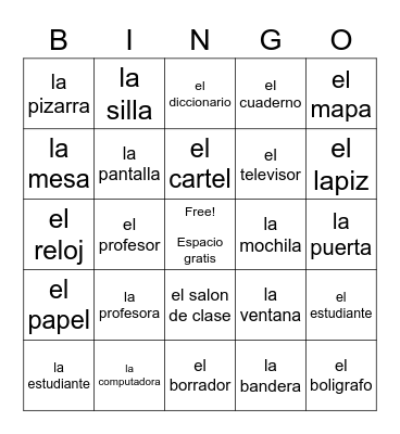 Classroom object Bingo (Crash Course 4) Bingo Card