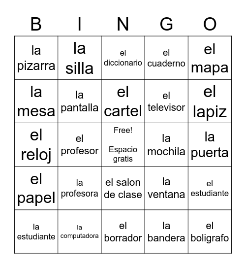 Classroom object Bingo (Crash Course 4) Bingo Card