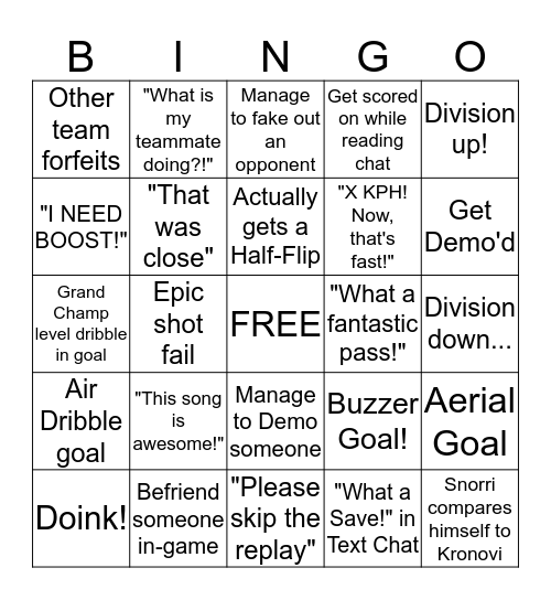 Djentle Bingo Card