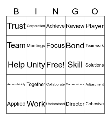 Team Building Bingo Card