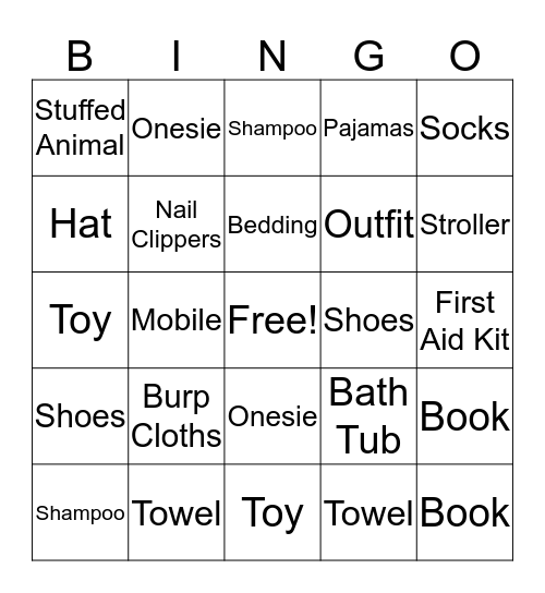 Baby Shower Bingo Card