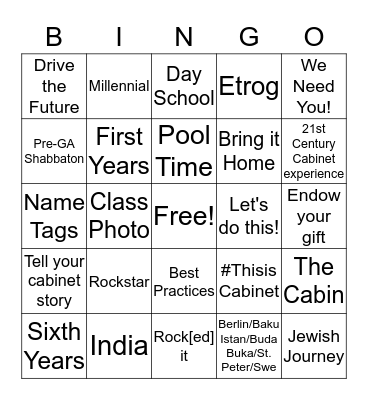 Cabinet Bingo Card