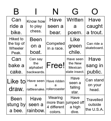 Icebreaker Bingo Card