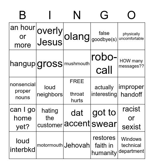 CC Bingo Card