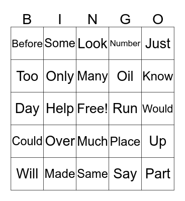 Cing Pi's Sight Words  Bingo Card