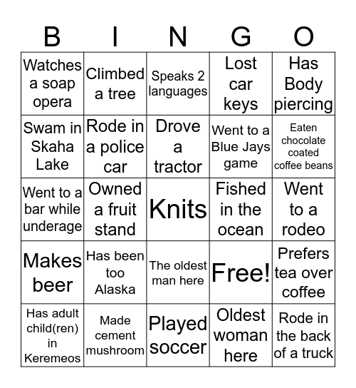 Potluck BlockParty Bingo Card