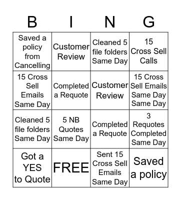 HIG Weekly Service Bingo Game Bingo Card