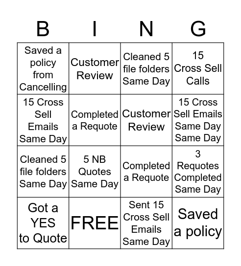 HIG Weekly Service Bingo Game Bingo Card