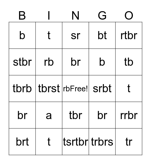 tism Bingo Card