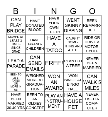 KNOW YOUR CLASSMATES Bingo Card