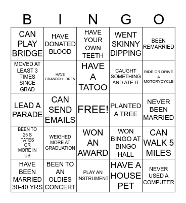 KNOW YOUR CLASSMATES Bingo Card