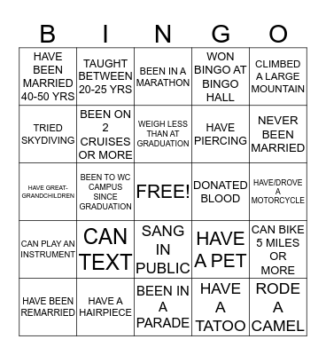 KNOW YOUR CLASSMATES Bingo Card