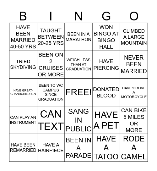 KNOW YOUR CLASSMATES Bingo Card