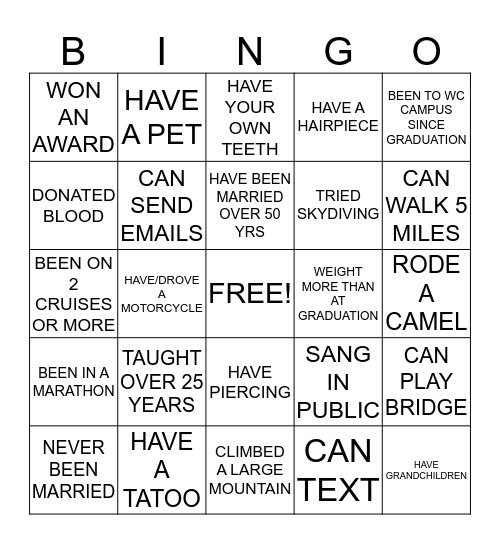 KNOW YOUR CLASSMATES Bingo Card